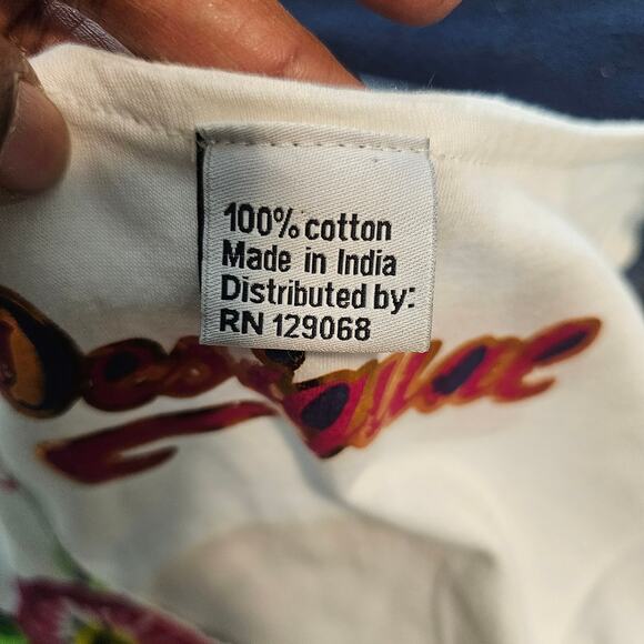 Desigual White Floral Sleeveless Asymmetrical Top Size XL - Picture 8 of 9